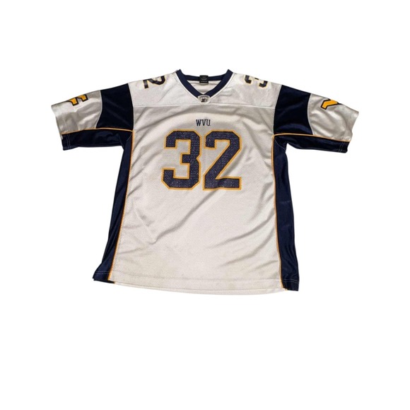 STARTER Jackets & Blazers - Vintage West Virginia Mountaineers #32 Football Jersey Starter White Navy B30